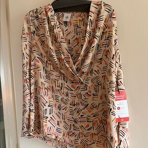 cAbi Cream MARNI Printed Drape Neck Women's Top